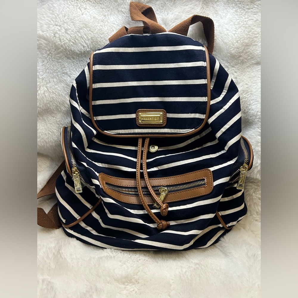 Madden Girl Nautical Navy and White Striped Backpack